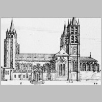 Église de Saint-Germain-des-Prés au XVIIe siècle. Les clochers encadrant le chœur seront arasés en 1822 (Wikipedia), Foto Marburg,3.jpg